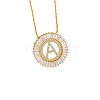 Brass Pave Clear Cubic Zirconia Ring with Letter Pendant Box Chain Necklaces FS-WG44D8C-01-2