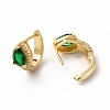 Green Cubic Zirconia Teardrop Hoop Earrings EJEW-H094-01G-2