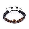 Natural Tiger Eye Braided Beaded Bracelets PW-WGAFF90-01-1