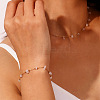 Natural Rose Quartz Chips Beaded Chain Bracelets BJEW-G692-01B-4