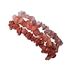 3Pcs Natural Rhodonite & Natural Red Jasper & Natural Strawberry Quartz Chip Beaded Stretch Bracelet Sets BJEW-JB10866-3