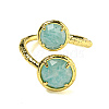 Round Natural Amazonite Open Cuff Rings RJEW-C087-02G-02-2