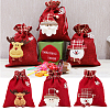 WADORN® 6Pcs 3 Styles Christmas Theme Linen Packing Pouches ABAG-WR0001-02-5