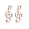 304 Stainless Steel Music Note Studs Earrings with 316 Stainless Steel Pins for Women MUSI-PW0001-23RG-1