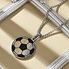 304 Stainless Steel Black Enamel Football Pendant Box Chain Necklaces NJEW-H055-05P-3