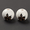 Halloween Printed Wood European Beads WOOD-K008-05-3