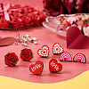 40Pcs 4 Style Valentine's Day Theme Natural Wood Stud Earrings EJEW-TA0001-27-5