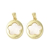 Brass Pave Shell Pendants KK-I708-05A-G-1