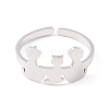 Non-Tarnish Kittens and Puppies 304 Stainless Steel Cuff Ring for Women RJEW-B035-08P-1