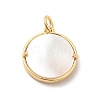 Brass Clear Cubic Zirconia with Shell Pendants KK-G450-02G-09-2