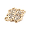 Brass Micro Pave Clear Cubic Zirconia Connector Charms KK-R219-08G-2