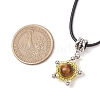 Natural Tiger Eye & Glass Seed Beaded Star Pendant Necklaces NJEW-MZ00085-01-3