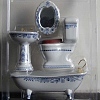 Mini Porcelain Bathroom Toilet Basin Bathtub Mirror Set PW23051627477-1