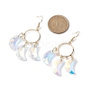 Moon/Cross /Star/Teardrop/Heart Glass Dangle Earrings EJEW-JE06116-4