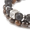 2Pcs 2 Style Mala Bead Bracelets Set with Tibetan Agate Dzi Beads BJEW-JB08020-04-5