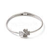 Rack Plating Brass Pave Clear Cubic Zirconia Clover & Heart Hinged Bangles BJEW-H616-01P-2