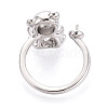 Bear Brass Micro Pave Clear Cubic Zirconia Cuff Ring Settings KK-T076-32P-3