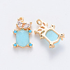 Brass Cubic Zirconia & Glass Charms KK-T049-058G-02-NF-2