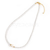 Potato Naural Pearl & Brass & Glass Seed Beaded Necklaces BD0566-4-2