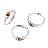 Hand with Heart Natural Tiger Eye Agate Adjustable Rings RJEW-Q817-06P-04-1