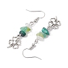 Natural Mixed Stone Clover Dangle Earrings EJEW-JE06148-4