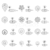 Unicraftale 24Pcs 12 Style Filigree Flower & Flat Round & Teardrop 304 Stainless Steel Stud Earring Findings STAS-UN0047-98-1