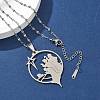 201 Stainless Steel Hollow Star with Prayer Pendant Necklaces for Ramadan & Eid Mubarak NJEW-D318-04P-3