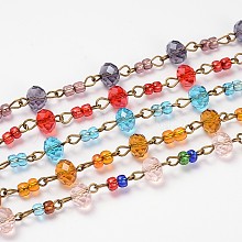 Glass Rondelle Beads Chains for Necklaces Bracelets Making AJEW-JB00116