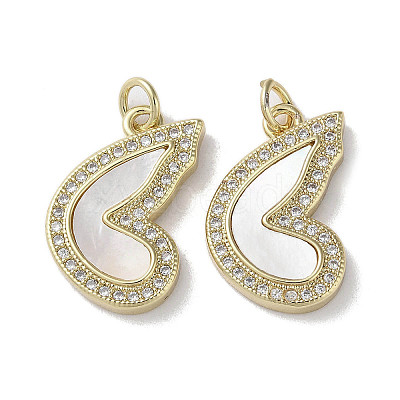Brass Micro Pave Cubic Zirconia Pendants KK-G485-34F-G-1