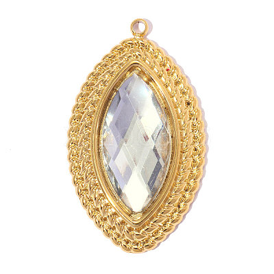 304 Stainless Steel with Crystal Rhinestone Pendants RB-OY001-01G-1