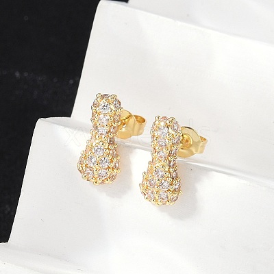 Brass Micro Pave Cubic Zirconia Stud Earrings EJEW-Z091-04G-I-1