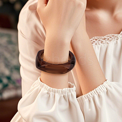 2Pcs 2 Colors Imitation Marble Acrylic Bangle for Women BJEW-HY0002-04A-1
