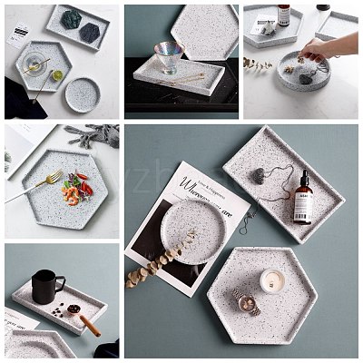 Rectangle Porcelain Flat Round Jewelry Plate DJEW-I015-02-1