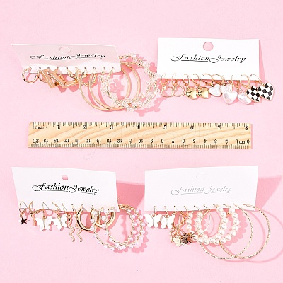 5 Sets 5 Colors Alloy Hoop Earring Sets EJEW-FS0001-23B-1