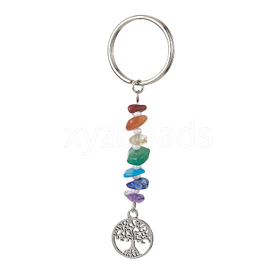 Chakra Natural Gemstone Chips Keychains KEYC-JKC00550-01-1