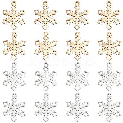 16Pcs 2 Colors 201 Stainless Steel Pendants STAS-DC0007-66-1