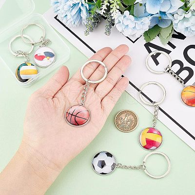 6Pcs 6 Style Glass Pendant Keychain KEYC-OC0001-23-1