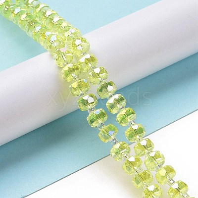 Electroplate Transparent Glass Beads Strands EGLA-H101-03F-1