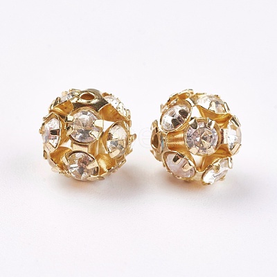 Brass Clear Rhinestone Beads RB-A017-10mm-G-1