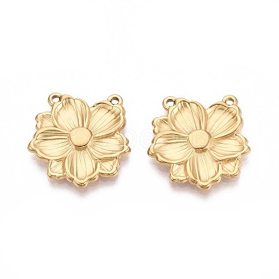 304 Stainless Steel Flower Pendants STAS-T067-29G-1
