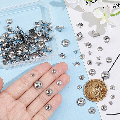 120Pcs 6 Size 304 Stainless Steel Bead Cap Pendant Bails STAS-UN0051-59-1