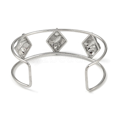 Non-Tarnish 304 Stainless Steel Wide Textured Open Cuff Bangles BJEW-Q348-05P-13-1