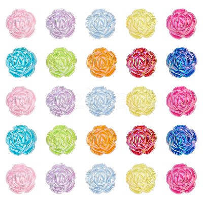 60Pcs 10 Colors UV Plating Iridescent Acrylic Beads MACR-AR0001-23-1