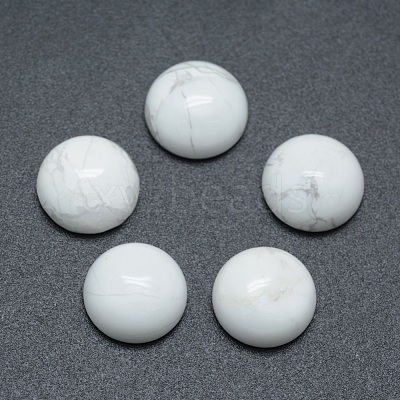 Natural Howlite Cabochons X-G-P393-R32-8MM-1