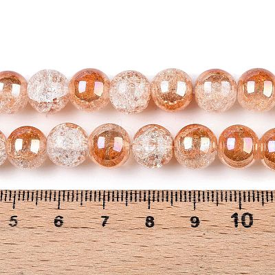 Electroplated Crackle Glass Beads Strands EGLA-N014-10mm-01-1