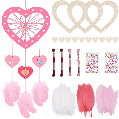 DIY Woven Net/Web with Feather Making Kits DIY-SP0005-44-1