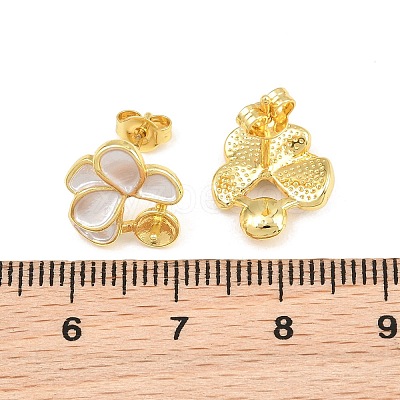 Brass Enamel Stud Earring Findings KK-CBA58F9-01G-03-1
