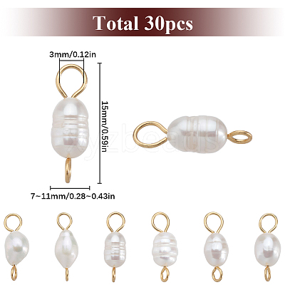 Natural Cultured Freshwater Pearl Potato Connector Charms PALLOY-SC00014-1