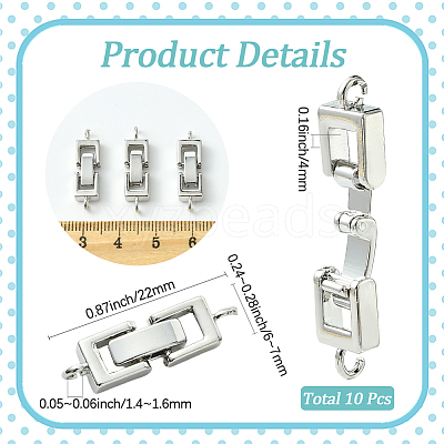 10Pcs Rack Plating Brass Fold Over Clasps KK-SC0006-67P-1