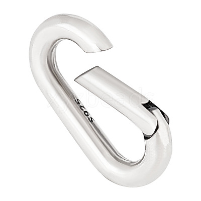 1Pc Rhodium Plated 925 Sterling Silver Spring Rings Clasp STER-PH0002-26-1